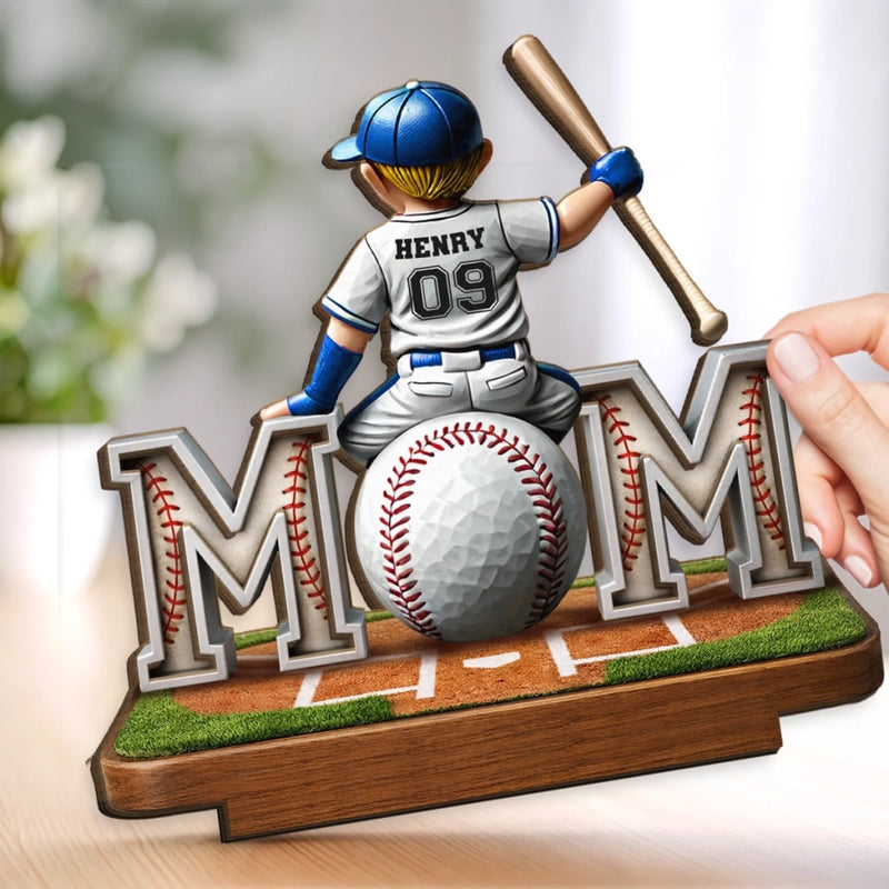 Custom 2-Layered Wooden Plaque - Personalized Mother's Day Birthday Gifts For Mom, Grandma - Mom Always Wins My Heart