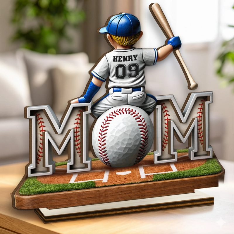 Custom 2-Layered Wooden Plaque - Personalized Mother's Day Birthday Gifts For Mom, Grandma - Mom Always Wins My Heart