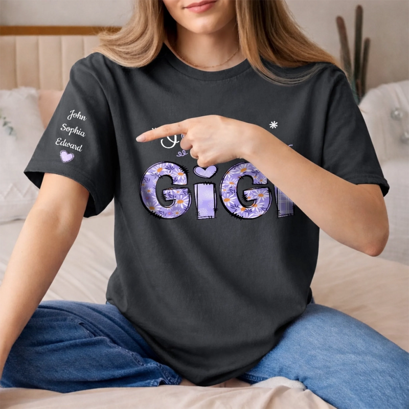 Custom Unisex T-Shirt With Design On Sleeve - Personalized Mother's Day Birthday Gifts For Mom, Grandma - Grandma Life, Best Life