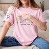 Custom Unisex T-Shirt With Design On Sleeve - Personalized Mother's Day Birthday Gifts For Mom, Grandma - Just Became Mom