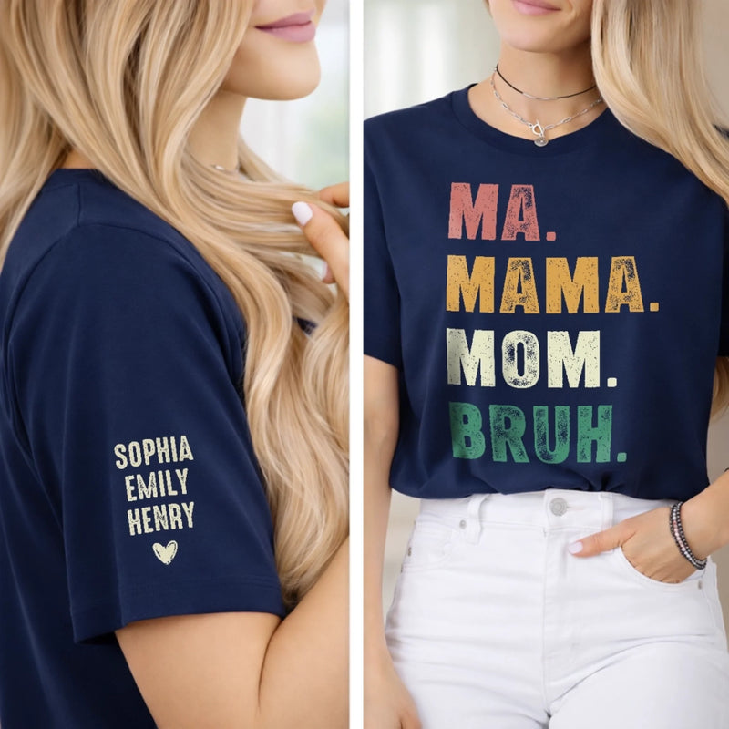 Custom Unisex T-Shirt With Design On Sleeve - Personalized Mother's Day Birthday Gifts For Mom, Grandma - Our Best Mom Ever