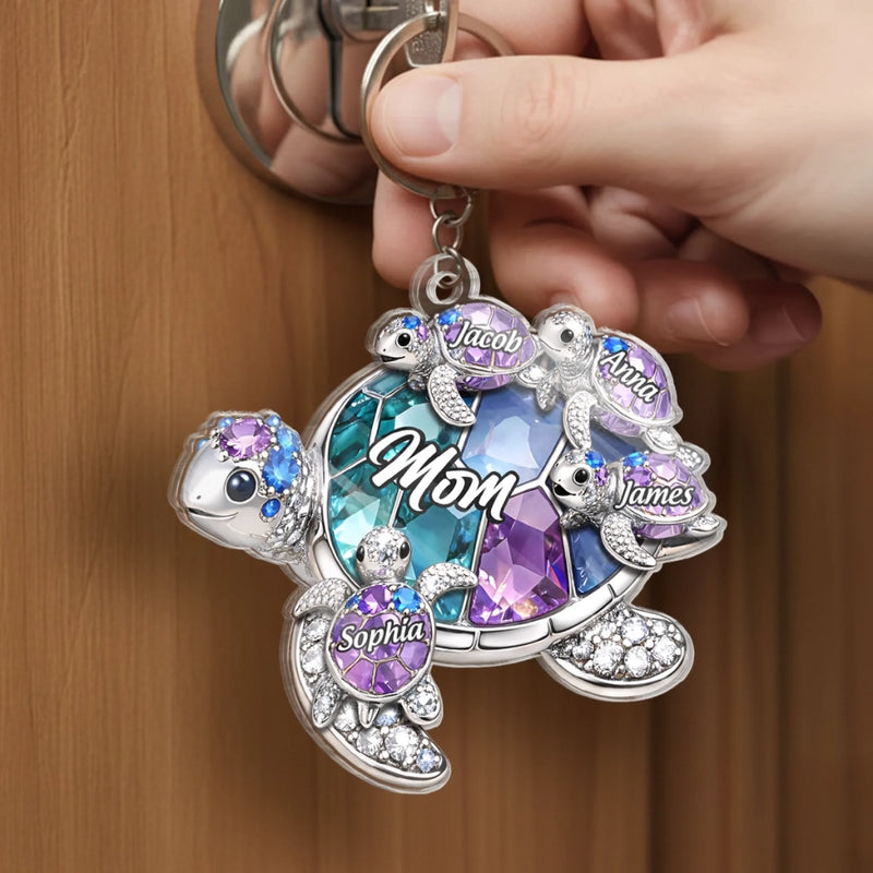 Custom Shaped Acrylic Keychain - Personalized Mother's Day Birthday Gifts For Mom, Grandma - Slow And Steady Mom Love