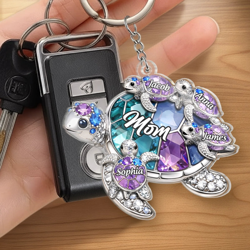 Custom Shaped Acrylic Keychain - Personalized Mother's Day Birthday Gifts For Mom, Grandma - Slow And Steady Mom Love