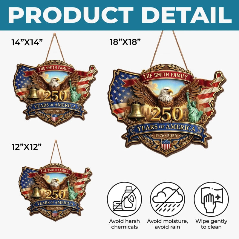 Custom Wood Sign - Personalized America 250th Anniversary Gifts For Mom, Dad, Brother, Sister, Kids - God Bless America And This Home
