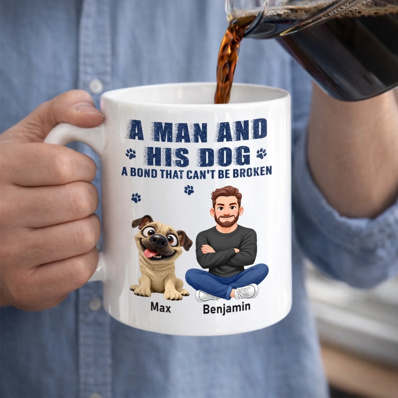 Custom Mug - Personalized Father's Day Birthday Gifts For Dog Lovers, Dog Dad - Love Comes With Paws