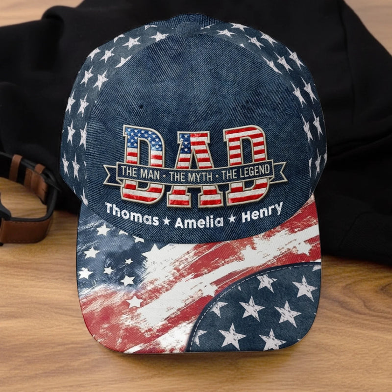 Custom Hat, All Over Print Classic Cap - Personalized Father's Day Gifts For Dad, Grandpa - The Legend We Call Dad
