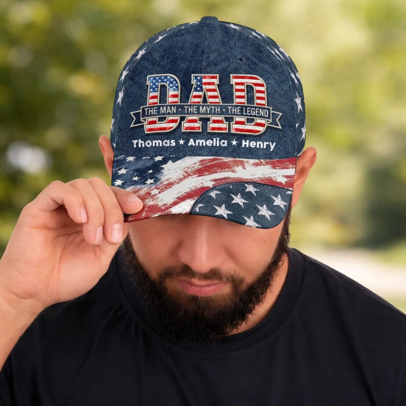 Custom Hat, All Over Print Classic Cap - Personalized Father's Day Gifts For Dad, Grandpa - The Legend We Call Dad