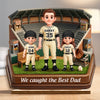 Custom 2-Layered Wooden Plaque - Personalized Father's Day Birthday Gifts For Dad, Grandpa - Our Favorite Player Calls Us Family