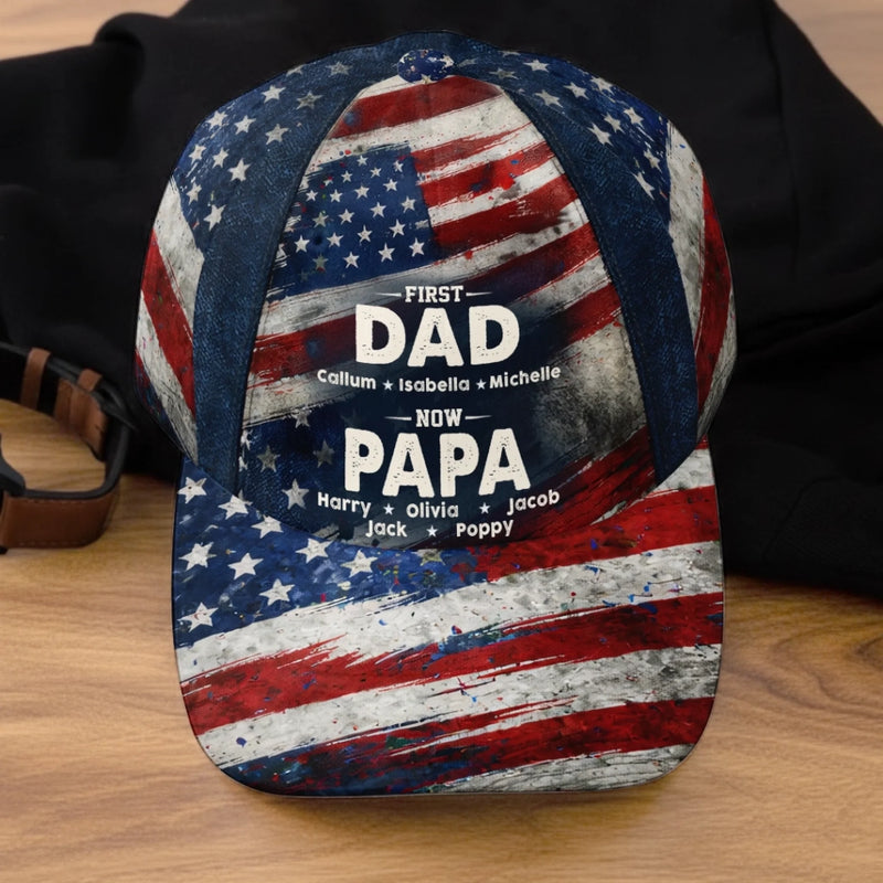 Custom Hat, All Over Print Classic Cap - Personalized Father's Day Birthday Gifts For Dad, Grandpa - From Dad To Papa