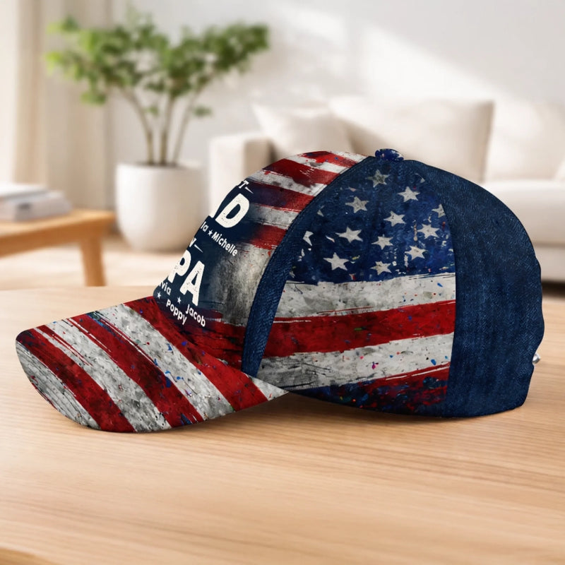 Custom Hat, All Over Print Classic Cap - Personalized Father's Day Birthday Gifts For Dad, Grandpa - From Dad To Papa