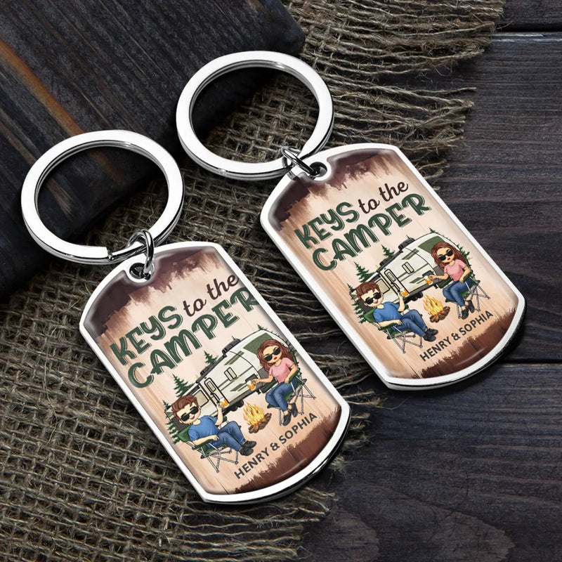 Custom Keychain - Personalized Anniversary Wedding Gifts For Husband And Wife, Him And Her, Campers - Keys To The Camper