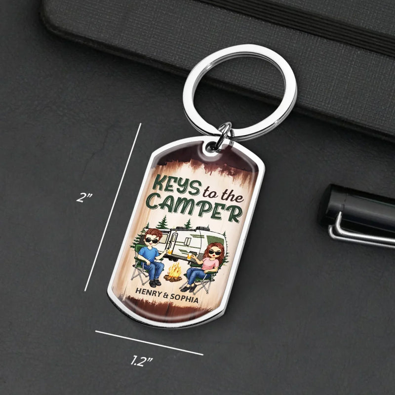 Custom Keychain - Personalized Anniversary Wedding Gifts For Husband And Wife, Him And Her, Campers - Keys To The Camper