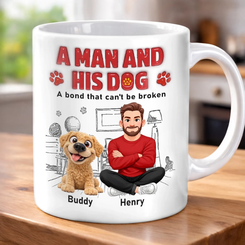 Custom 3D Inflated Effect Printed Mug - Personalized Father's Day Birthday Gifts For Dog Lovers, Dog Dad - Happiness Starts With Pets