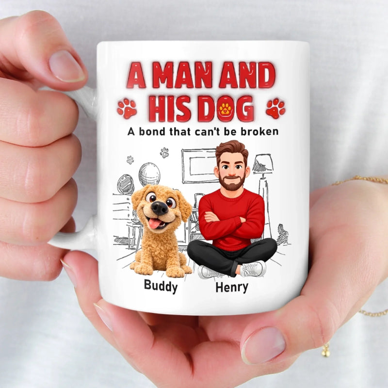 Custom 3D Inflated Effect Printed Mug - Personalized Father's Day Birthday Gifts For Dog Lovers, Dog Dad - Happiness Starts With Pets