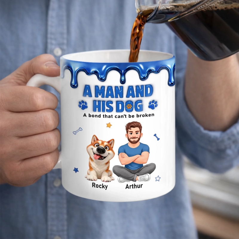 Custom 3D Inflated Effect Printed Mug - Personalized Father's Day Birthday Gifts For Dog Lovers, Dog Dad - Home Is Where Pets Are