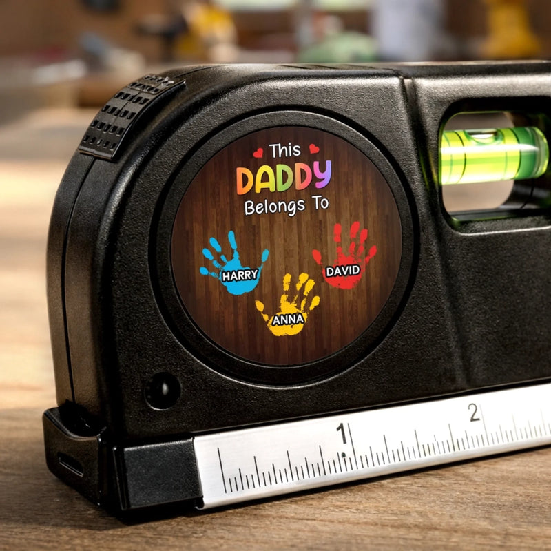 Custom Laser Level Tool - Personalized Father's Day Birthday Gifts For Dad, Grandpa - Built Strong, Loved Forever