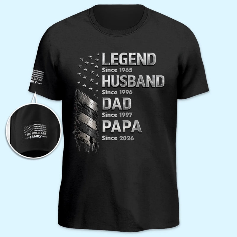Custom Unisex T-Shirt With Design On Sleeve - Personalized Father's Day Birthday Gifts For Dad, Grandpa - Entering My Next Chapter
