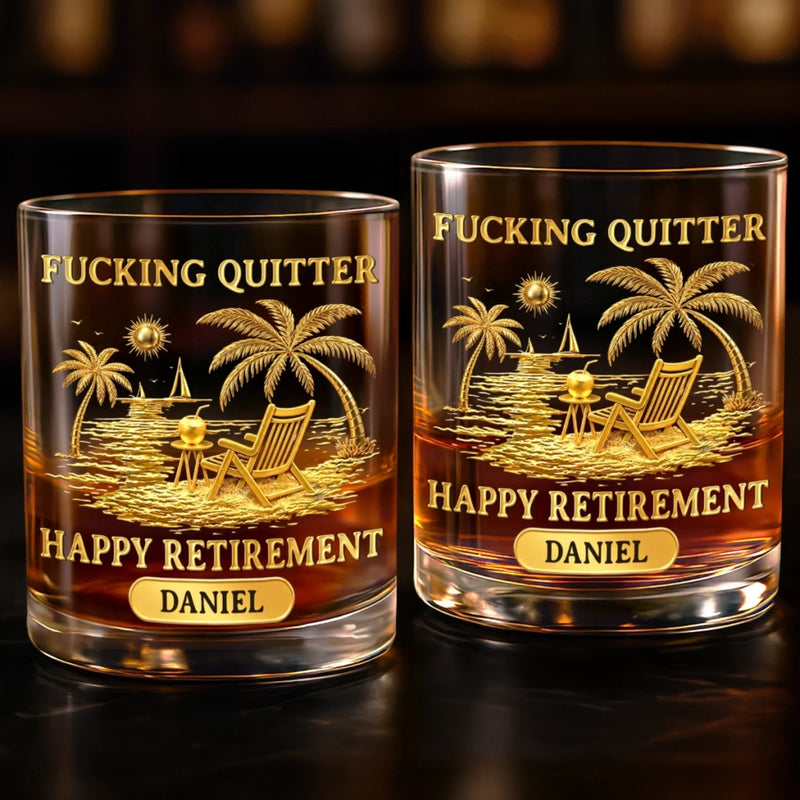Custom Whiskey Glass - Personalized Retirement Gifts For Women, Men - Enjoy Your New Journey