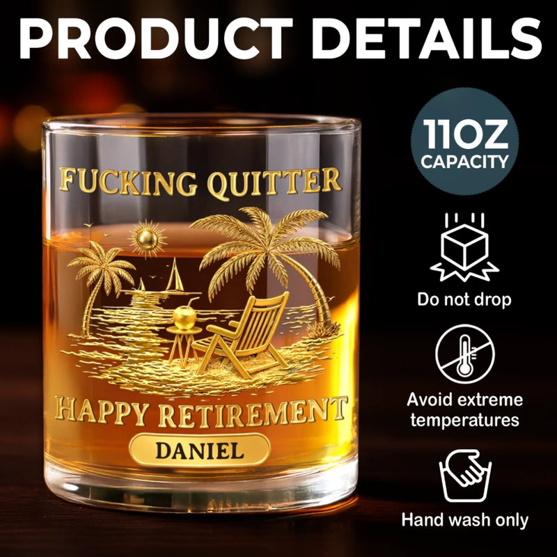 Custom Whiskey Glass - Personalized Retirement Gifts For Women, Men - Enjoy Your New Journey