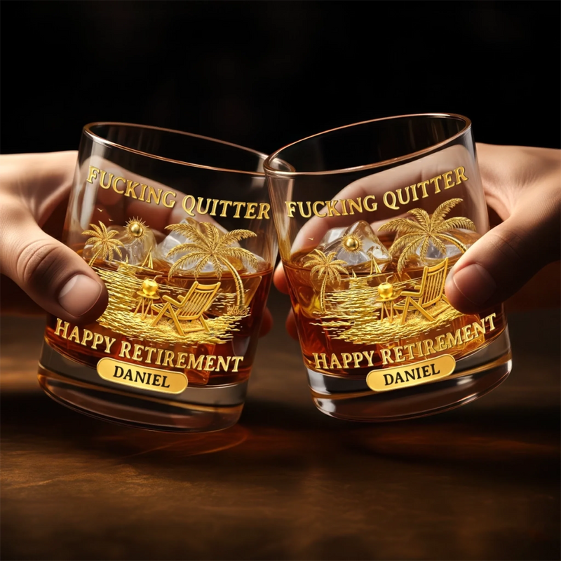 Custom Whiskey Glass - Personalized Retirement Gifts For Women, Men - Enjoy Your New Journey