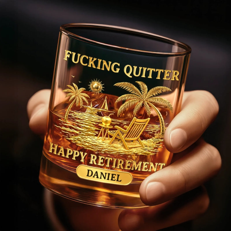 Custom Whiskey Glass - Personalized Retirement Gifts For Women, Men - Enjoy Your New Journey