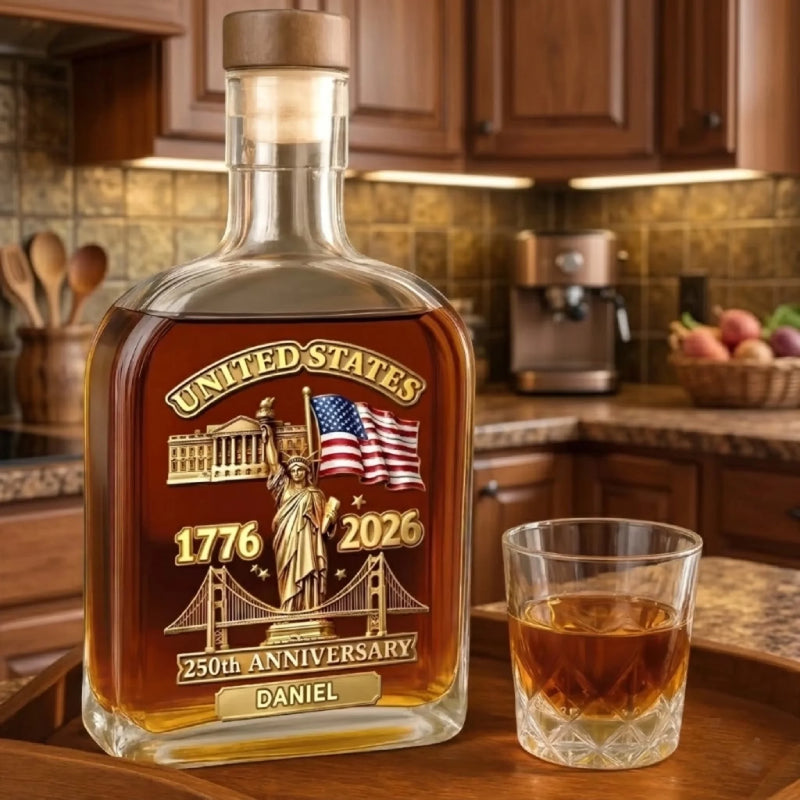 Custom Liquor Decanter - America 250th Anniversary Gifts For Women, Men - Honor The Brave Spirit