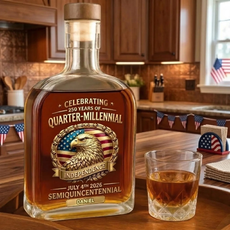 Custom Liquor Decanter - America 250th Anniversary Gifts For Women, Men - Proud Hearts Stand Tall