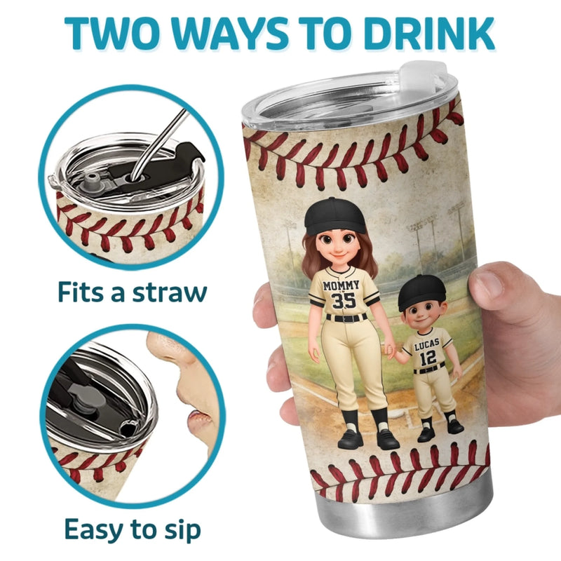 Custom Tumbler - Personalized Mother's Day Birthday Gifts For Baseball Mom, Grandma - Sunshine, Ballfields And Baseball Mom Life