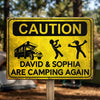 Custom Home Decor Metal Sign - Personalized Birthday Gifts For Campers - Camping Caution