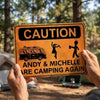 Custom Home Decor Metal Sign - Personalized Birthday Gifts For Campers - Camping Caution