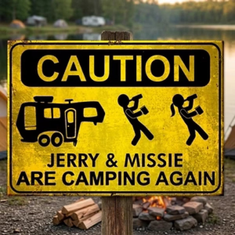 Custom Home Decor Metal Sign - Personalized Birthday Gifts For Campers - Camping Caution