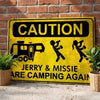 Custom Home Decor Metal Sign - Personalized Birthday Gifts For Campers - Camping Caution