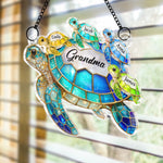 Custom Turtle Window Hanging Suncatcher Ornament - Personalized Mother's Day Birthday Gifts For Mom, Grandma - Carry Love Wherever You Go