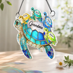 Custom Turtle Window Hanging Suncatcher Ornament - Personalized Mother's Day Birthday Gifts For Mom, Grandma - Carry Love Wherever You Go