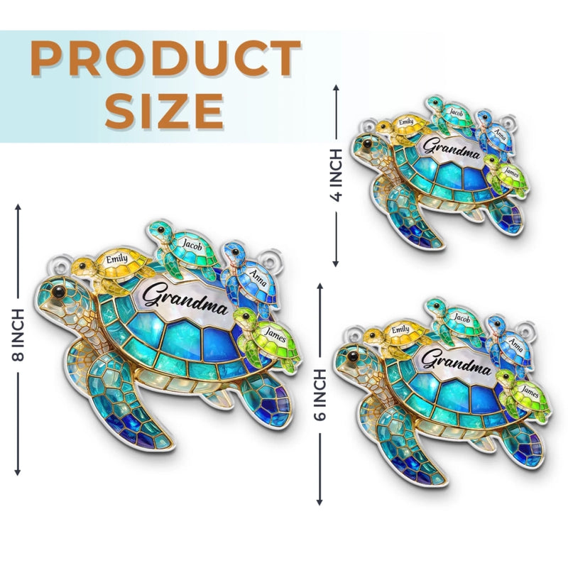 Custom Turtle Window Hanging Suncatcher Ornament - Personalized Mother's Day Birthday Gifts For Mom, Grandma - Carry Love Wherever You Go