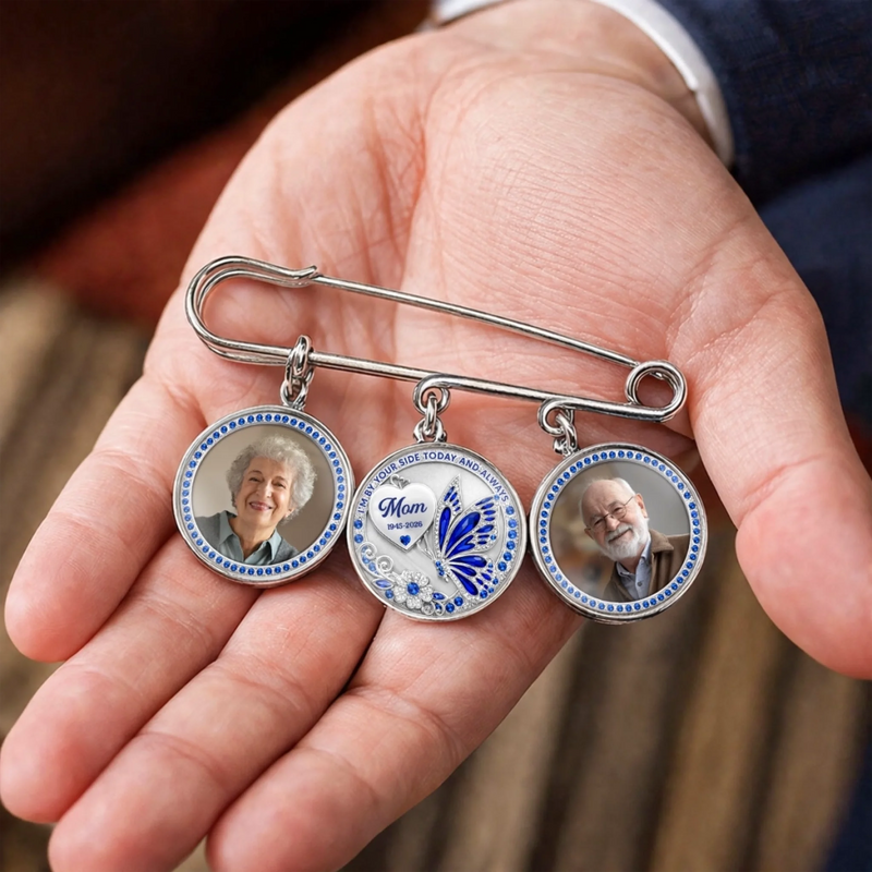 Custom Lapel Pin With Photo Charms - Personalized Memorial Sympathy Graduation Gifts For Him, Her - Carried Close To My Heart