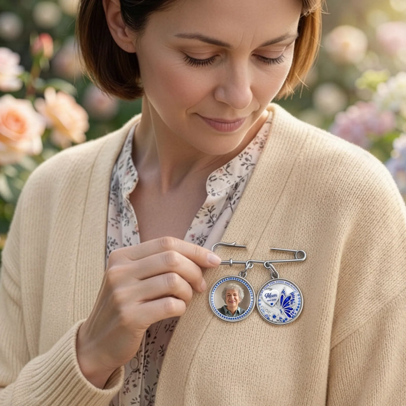 Custom Lapel Pin With Photo Charms - Personalized Memorial Sympathy Graduation Gifts For Him, Her - Carried Close To My Heart