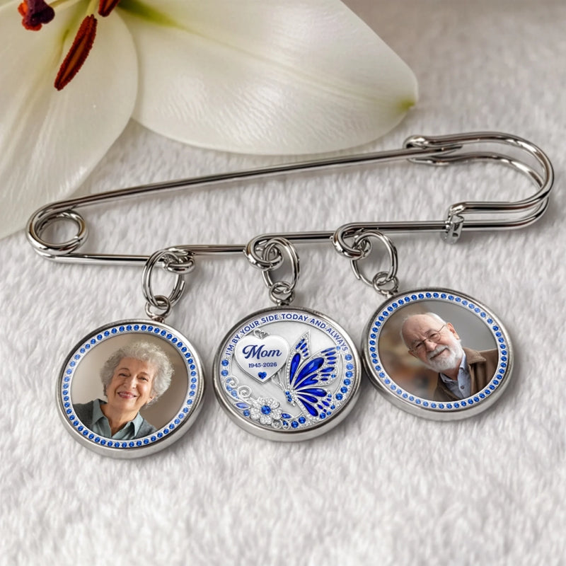 Custom Lapel Pin With Photo Charms - Personalized Memorial Sympathy Graduation Gifts For Him, Her - Carried Close To My Heart