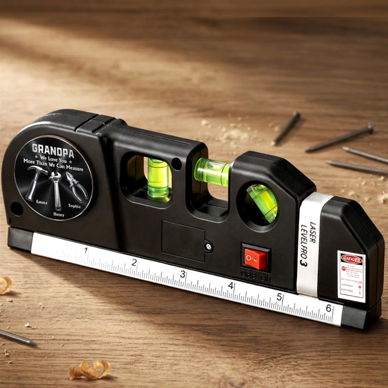 Custom Laser Level Tool - Personalized Father's Day Birthday Gifts For Dad, Grandpa - Strong, Wise, And Always There
