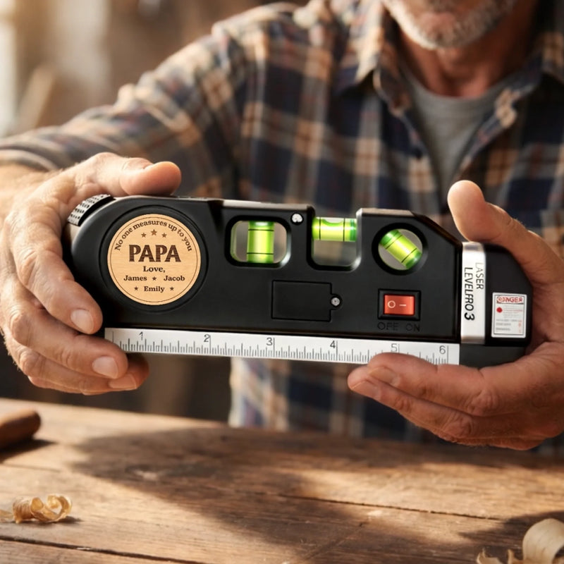 Custom Laser Level Tool - Personalized Father's Day Birthday Gifts For Dad, Grandpa - Built On Love That Lasts