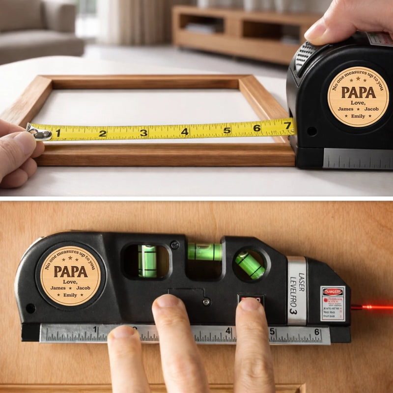 Custom Laser Level Tool - Personalized Father's Day Birthday Gifts For Dad, Grandpa - Built On Love That Lasts