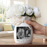 Custom Photo Flower Vase With Ribbon - Personalized Best Friend Birthday Gifts For Women, Besties, Sisters, BFF - We’re Besties Because No One Else Can Handle Us