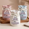 Custom Flower Vase With Ribbon - Personalized Mother's Day Birthday Gifts For Mom, Grandma - Promoted From Mom To Grandma