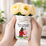 Custom Flower Vase With Ribbon - Personalized Mother's Day Birthday Gifts For Mom, Daughter - Mother And Daughter, Forever Us