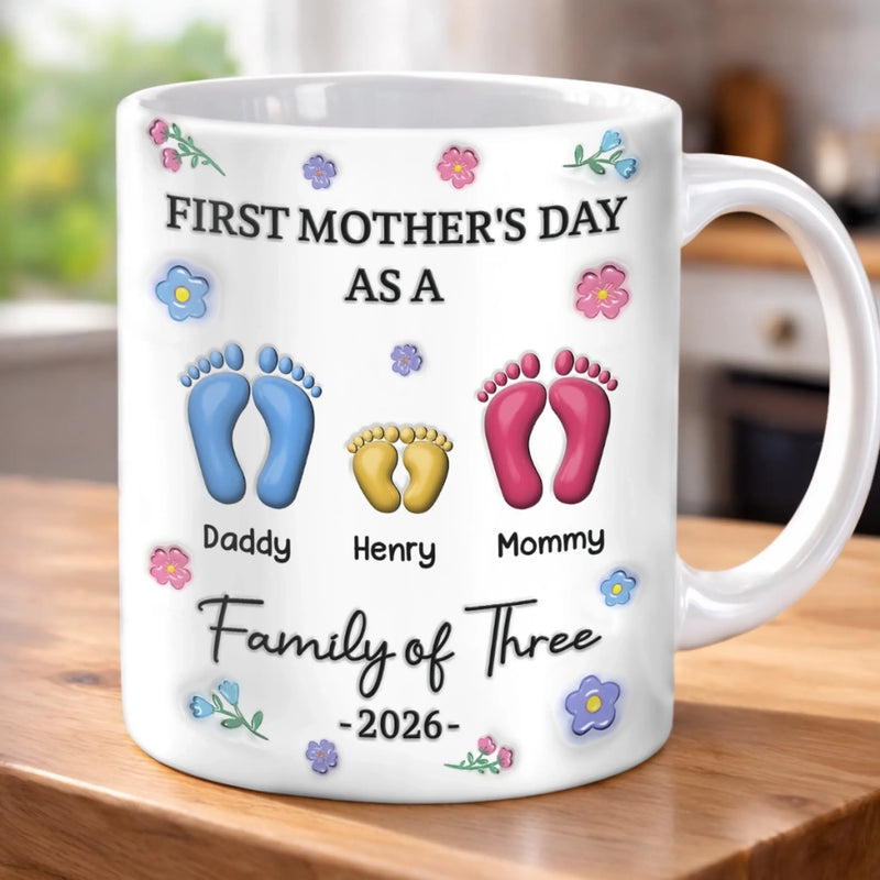 Custom 3D Inflated Effect Printed Mug - Personalized Mother's Day, Baby Shower, Gender Reveal Gifts For New Moms, Wife, Daughter - Our Little Family