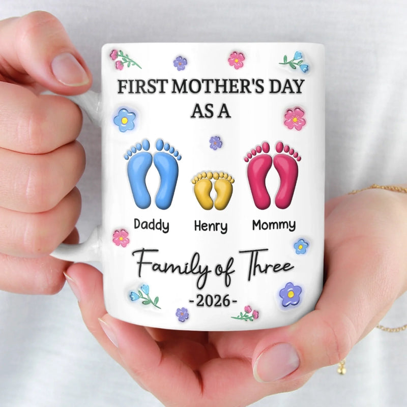 Custom 3D Inflated Effect Printed Mug - Personalized Mother's Day, Baby Shower, Gender Reveal Gifts For New Moms, Wife, Daughter - Our Little Family