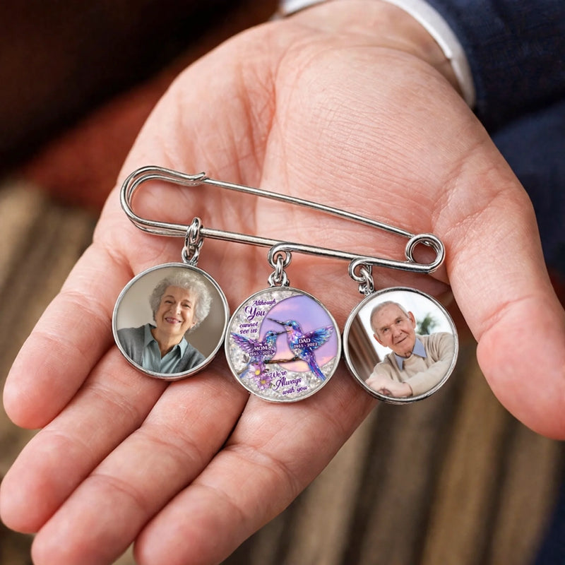 Custom Lapel Pin With Photo Charms - Personalized Memorial Sympathy Graduation Gifts For Him, Her - Carry Your Love With Me