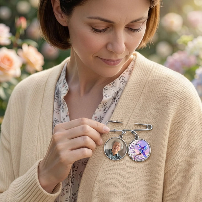 Custom Lapel Pin With Photo Charms - Personalized Memorial Sympathy Graduation Gifts For Him, Her - Carry Your Love With Me