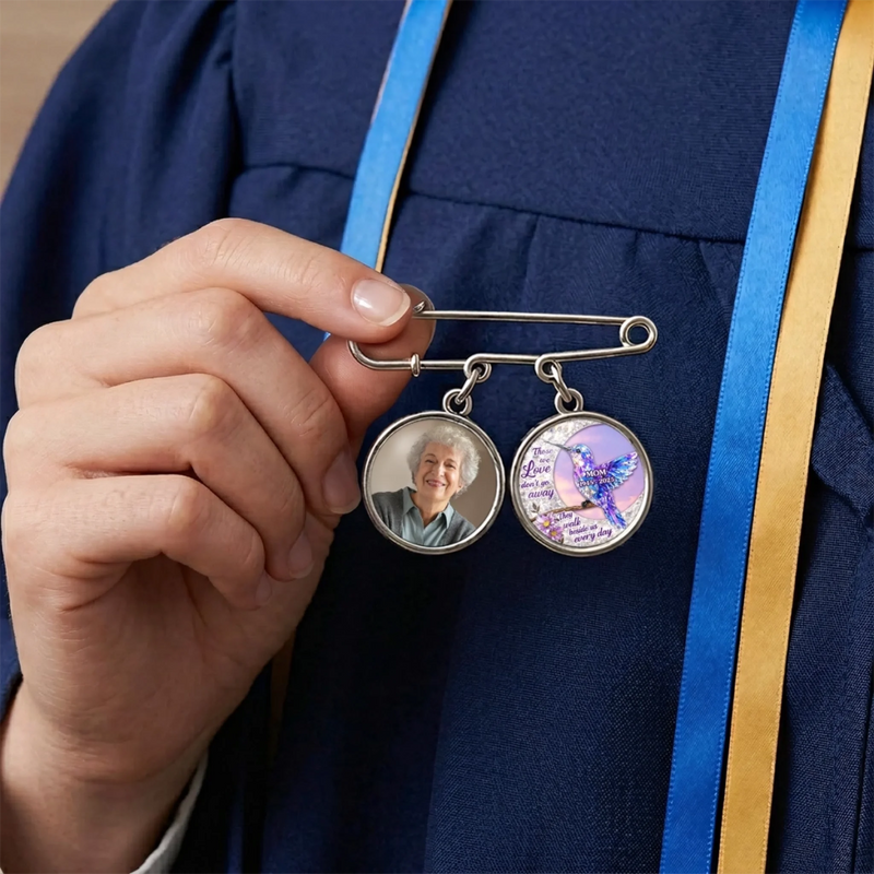 Custom Lapel Pin With Photo Charms - Personalized Memorial Sympathy Graduation Gifts For Him, Her - Carry Your Love With Me
