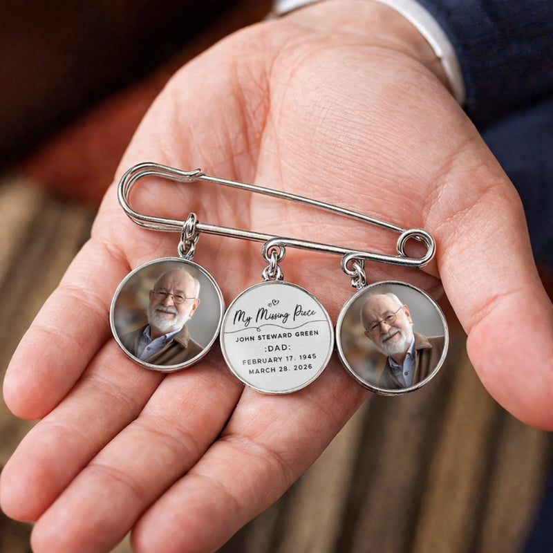 Custom Lapel Pin With Photo Charms - Personalized Memorial Sympathy Graduation Gifts For Him, Her - Your Love Was My Education